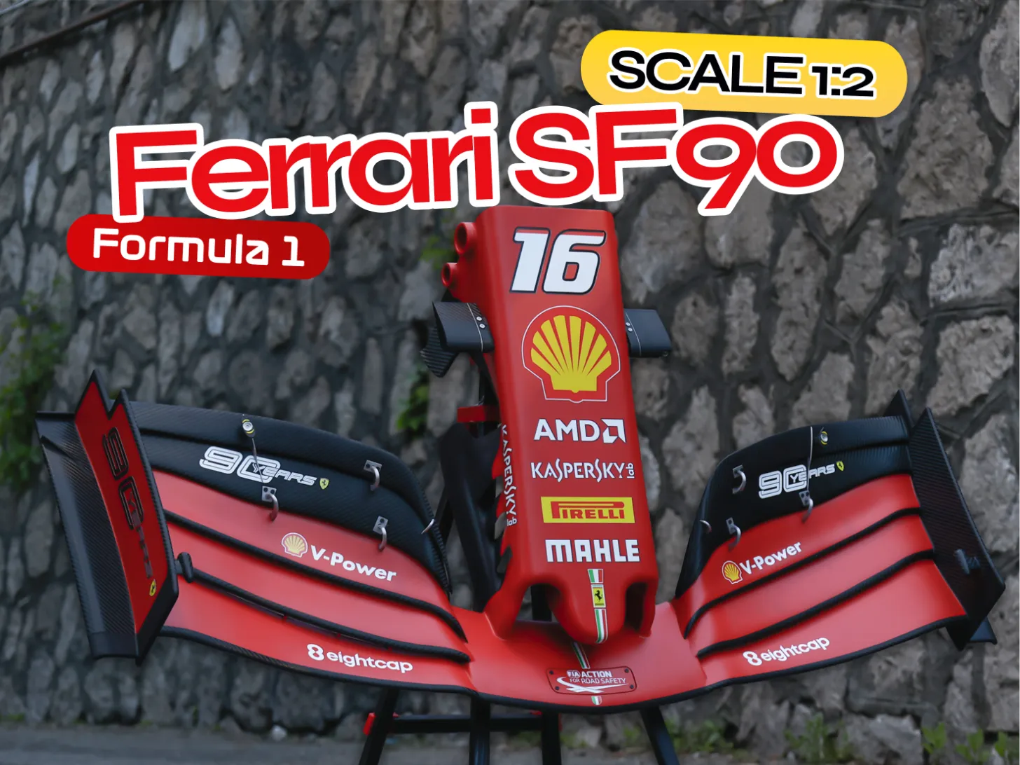 Hand-Built 2:1 Ferrari SF90 Front Wing Display Piece