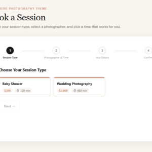 Lumiere Photography Theme - Booking Plugin